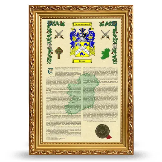 Regon Armorial History Framed - Gold