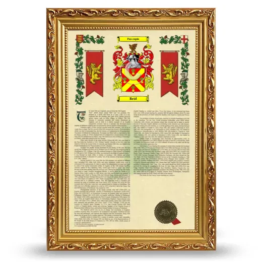 Reid Armorial History Framed - Gold