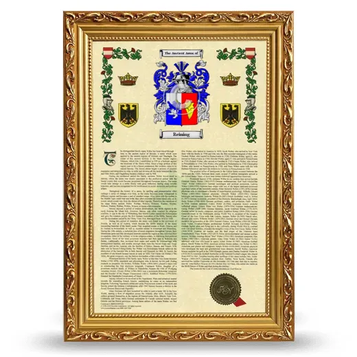 Reining Armorial History Framed - Gold