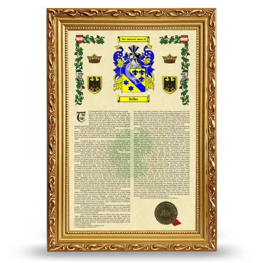 Reller Armorial History Framed - Gold
