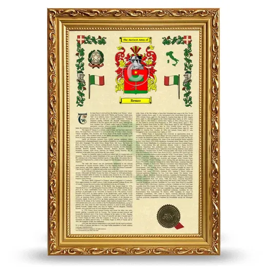 Renzo Armorial History Framed - Gold