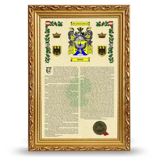 Retick Armorial History Framed - Gold
