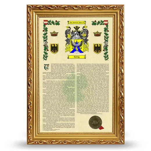 Rettig Armorial History Framed - Gold