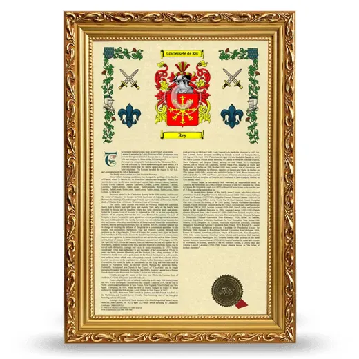Rey Armorial History Framed - Gold