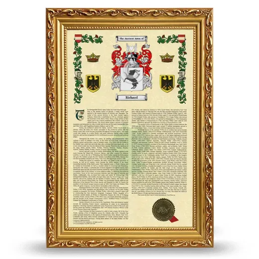 Richard Armorial History Framed - Gold