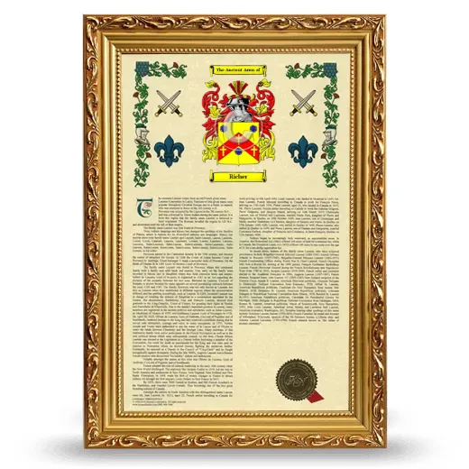 Richer Armorial History Framed - Gold