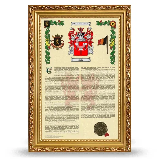 Ridal Armorial History Framed - Gold