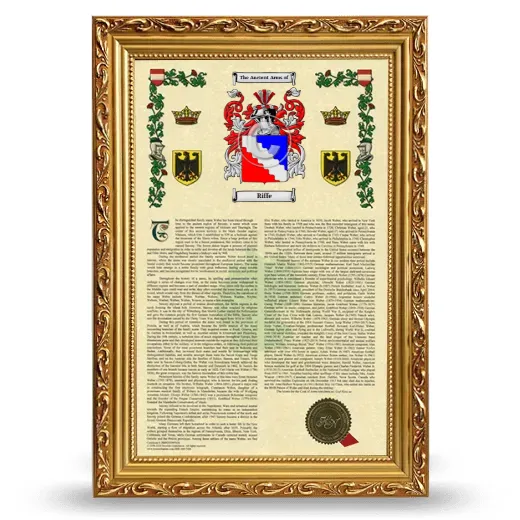 Riffe Armorial History Framed - Gold