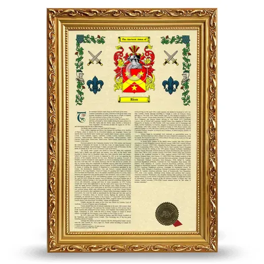 Rion Armorial History Framed - Gold