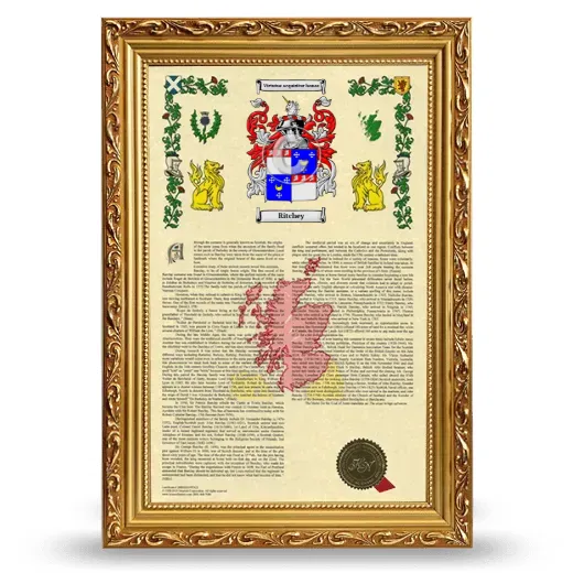 Ritchey Armorial History Framed - Gold