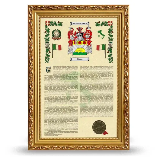 Rizos Armorial History Framed - Gold