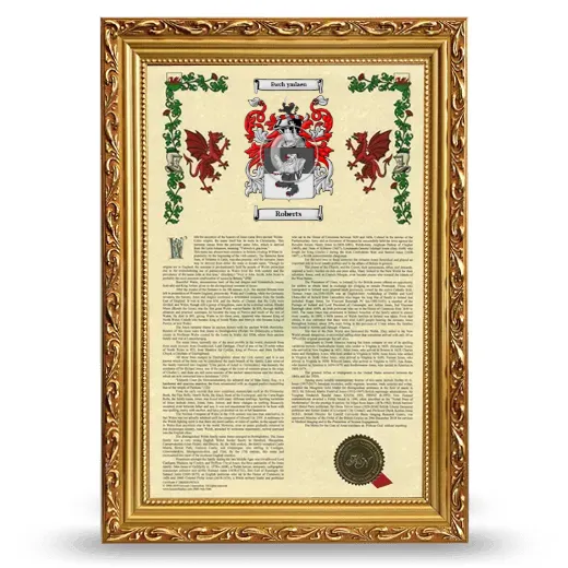 Roberts Armorial History Framed - Gold