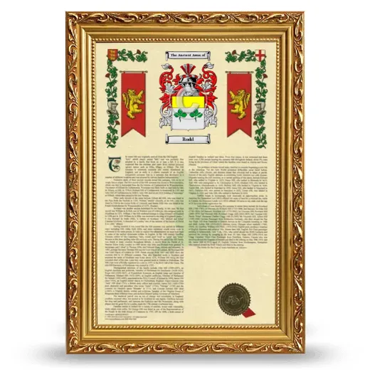 Rodd Armorial History Framed - Gold