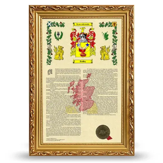 Rodey Armorial History Framed - Gold