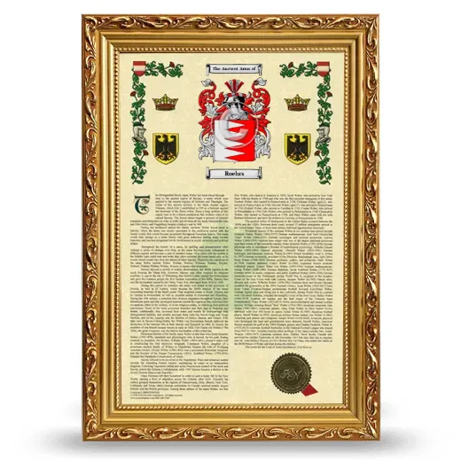Roehrs Armorial History Framed - Gold