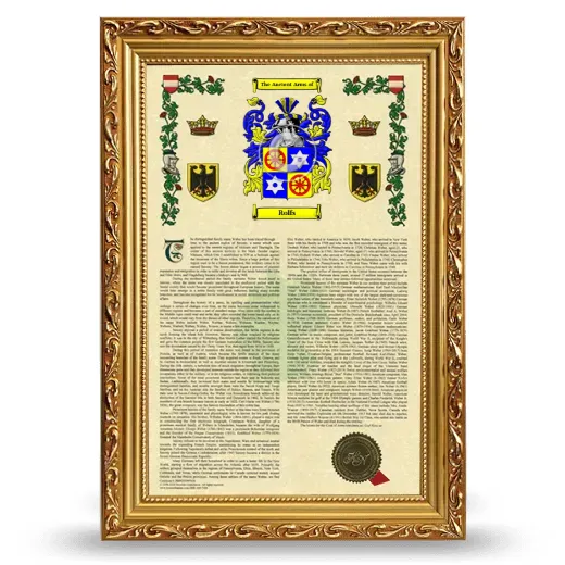 Rolfs Armorial History Framed - Gold