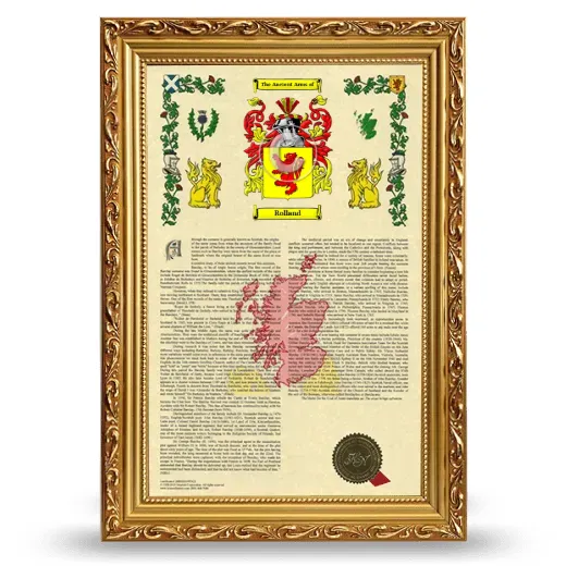 Rolland Armorial History Framed - Gold