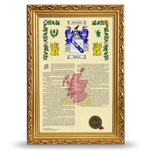 Rolston Armorial History Framed - Gold