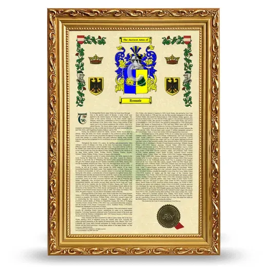 Romair Armorial History Framed - Gold