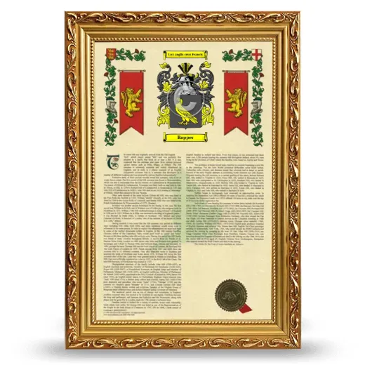 Ropper Armorial History Framed - Gold