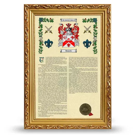Rosario Armorial History Framed - Gold