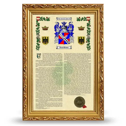 Rosenkranz Armorial History Framed - Gold
