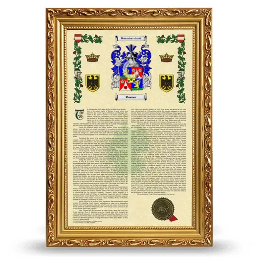 Rosner Armorial History Framed - Gold