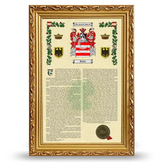 Rubin Armorial History Framed - Gold