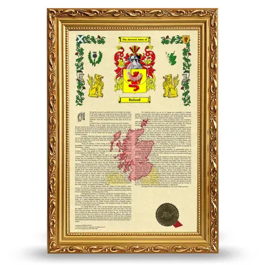 Ruland Armorial History Framed - Gold