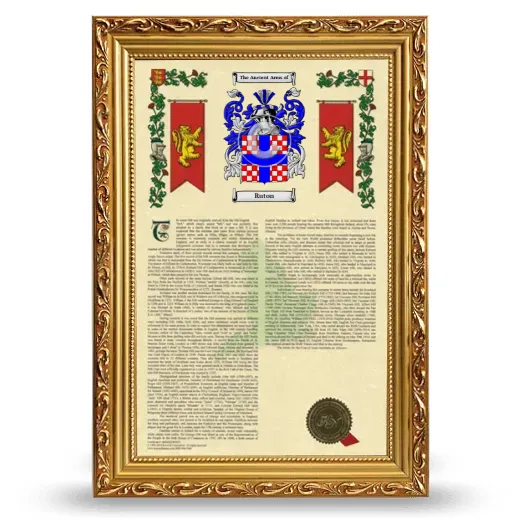 Ruton Armorial History Framed - Gold