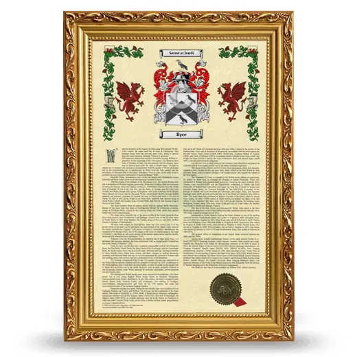 Ryce Armorial History Framed - Gold