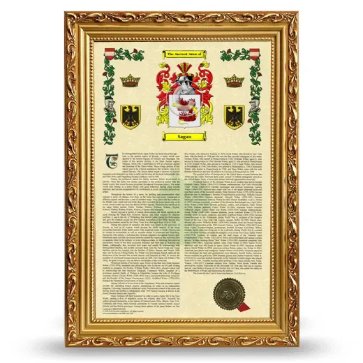Sagan Armorial History Framed - Gold