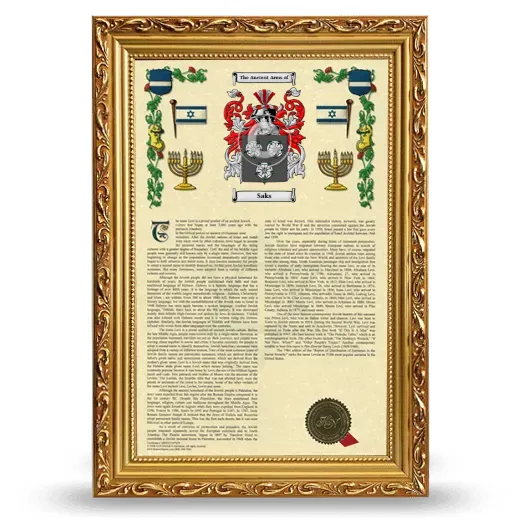 Saks Armorial History Framed - Gold