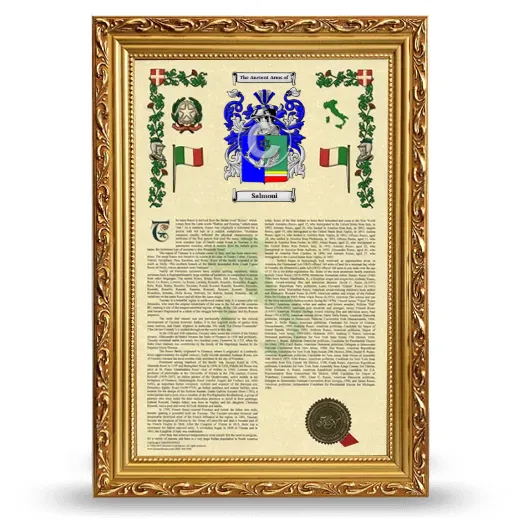 Salmoni Armorial History Framed - Gold