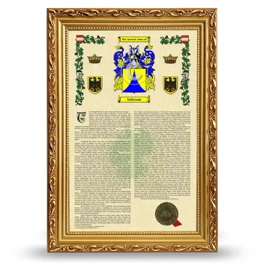 Salzman Armorial History Framed - Gold
