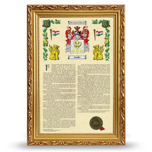 Sander Armorial History Framed - Gold