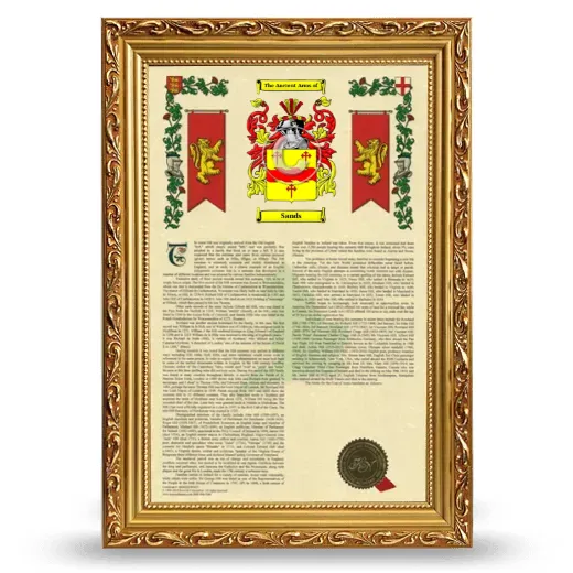 Sands Armorial History Framed - Gold