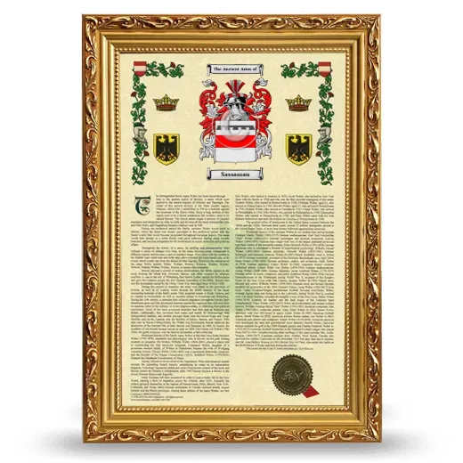 Sassaman Armorial History Framed - Gold