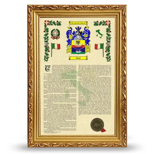 Sassi Armorial History Framed - Gold