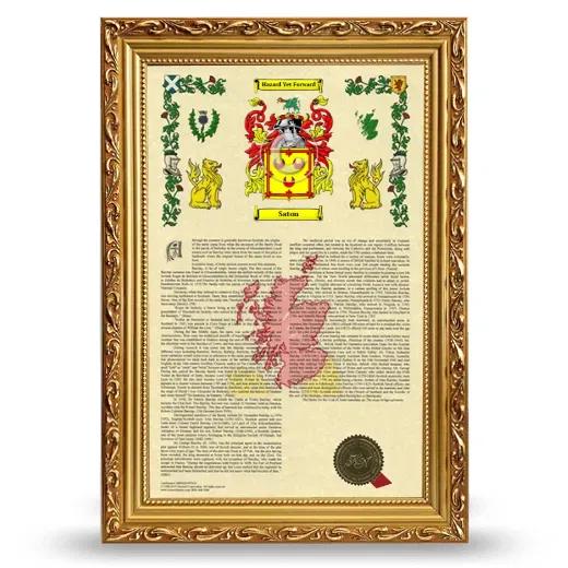 Saton Armorial History Framed - Gold