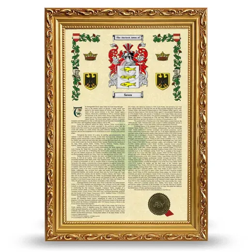 Sawa Armorial History Framed - Gold