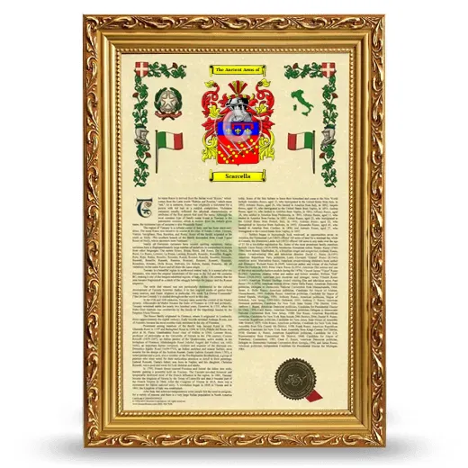 Scarcella Armorial History Framed - Gold