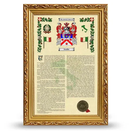 Scarlat Armorial History Framed - Gold