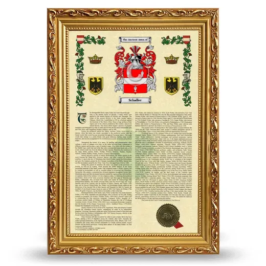 Schaller Armorial History Framed - Gold