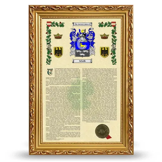 Scheib Armorial History Framed - Gold