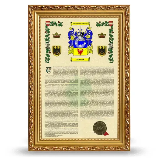 Schenck Armorial History Framed - Gold
