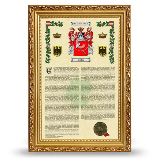 Schlag Armorial History Framed - Gold