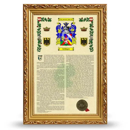 Schlieper Armorial History Framed - Gold