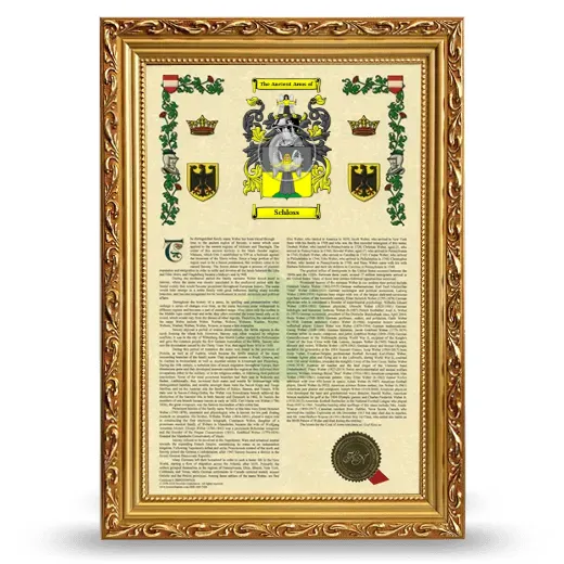 Schloss Armorial History Framed - Gold