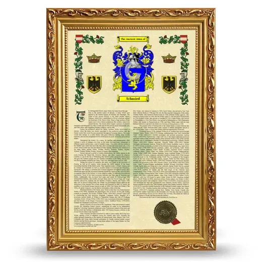Schmied Armorial History Framed - Gold
